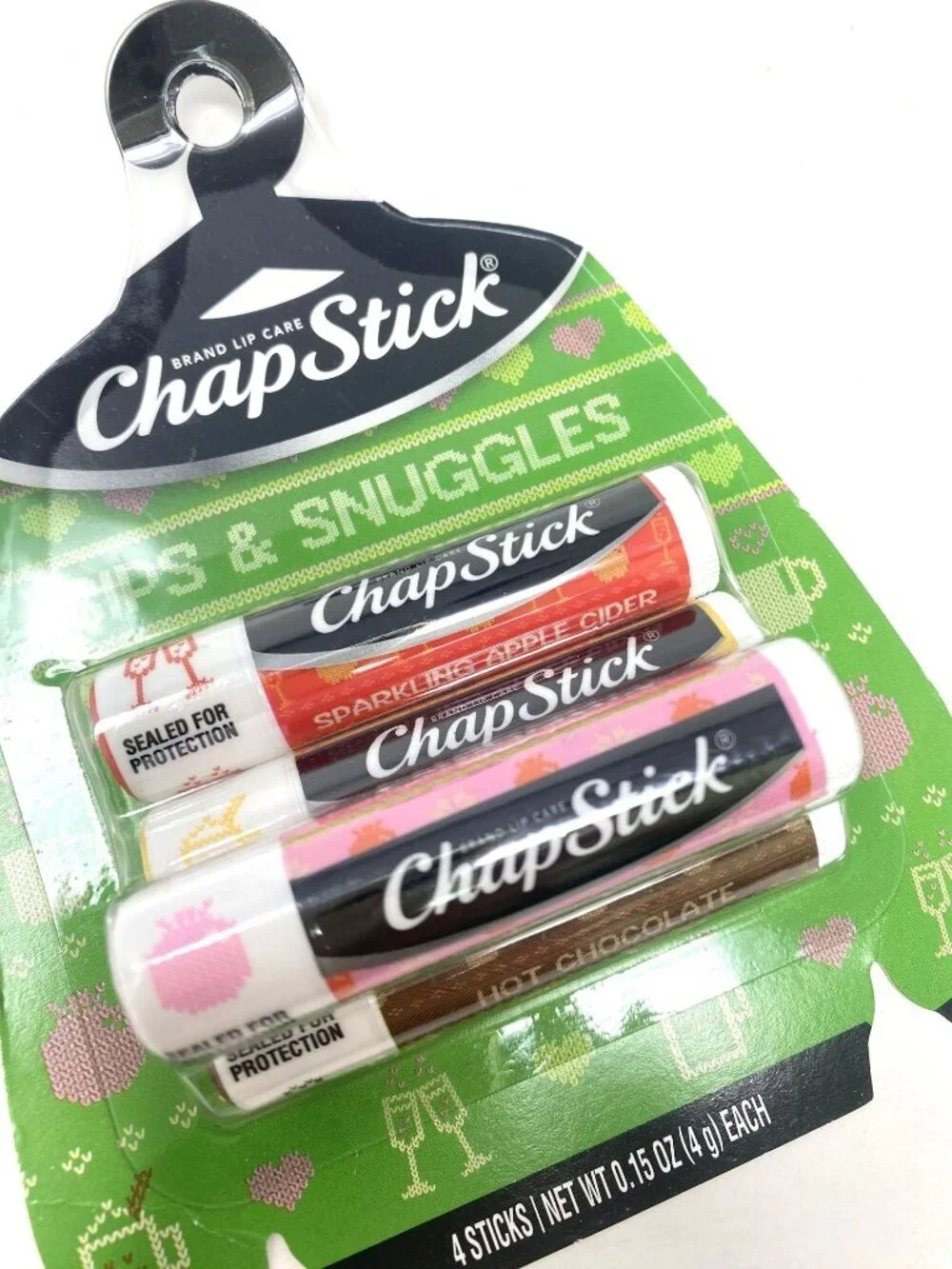 Chapstick Holiday Ugly Sweater Lip Balm - Sips & Snuggles - 0.15oz/4ct